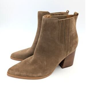 Marc Fisher LTD Oshay Pointed Toe Suede Ankle Boots Brown Size US13M